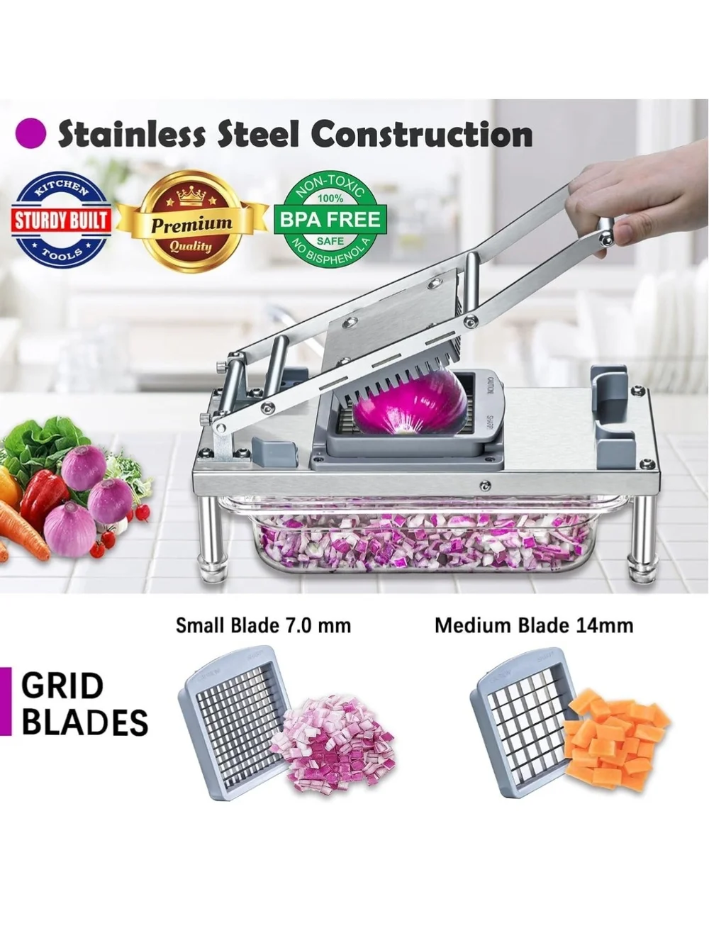 Stainless Steel Vegetable Chopper & Mandoline Slicer - Green
